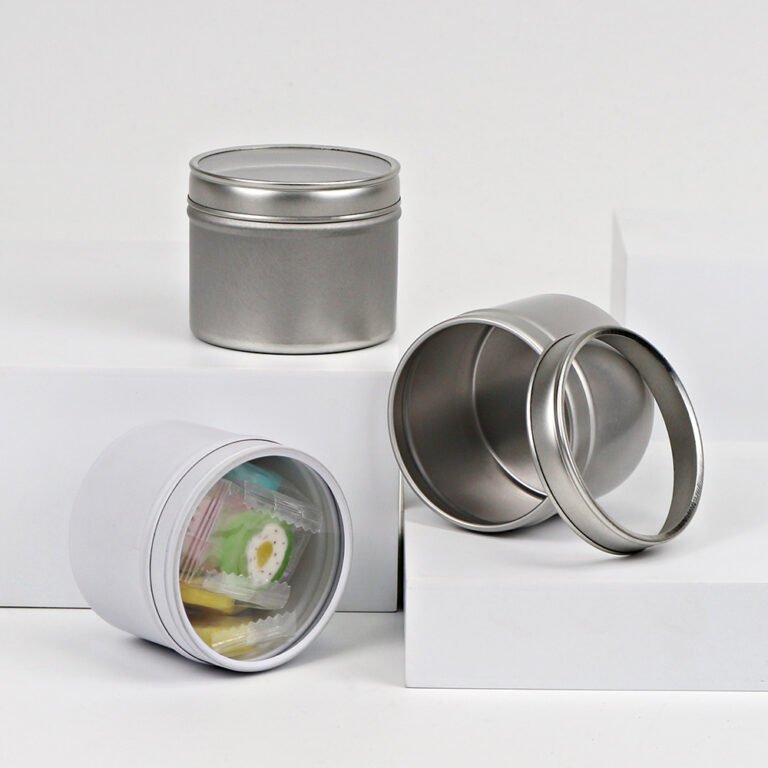 Round Tin Box – 4oz, Window lid, dia60xH48mm