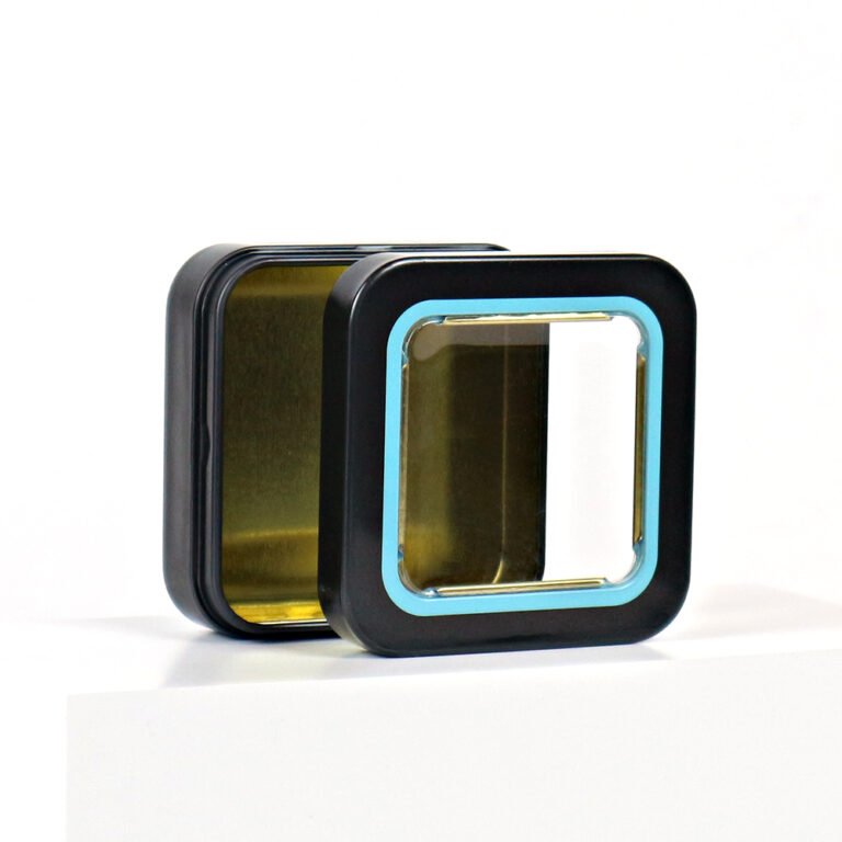 Square Tin Box – Window lid, 70x70x25mm