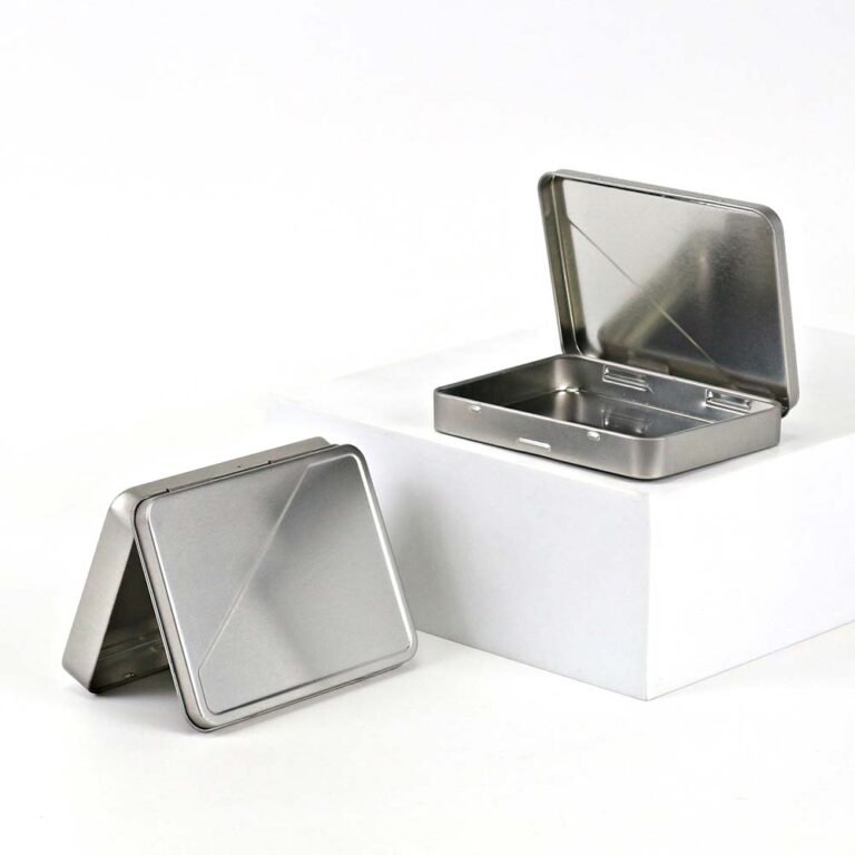 Custom Tin Box – Rectangular, Hinged lid, 102x76x14mm