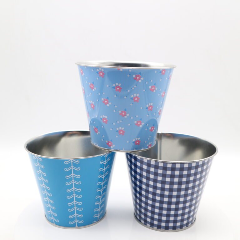 Custom Tin Bucket – round, Top dia132 & bottom dia90xH108mm