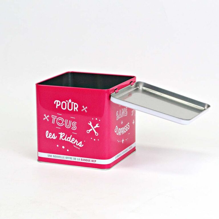 Square Tin Box – Hinged Lid, 155x155xH155mm